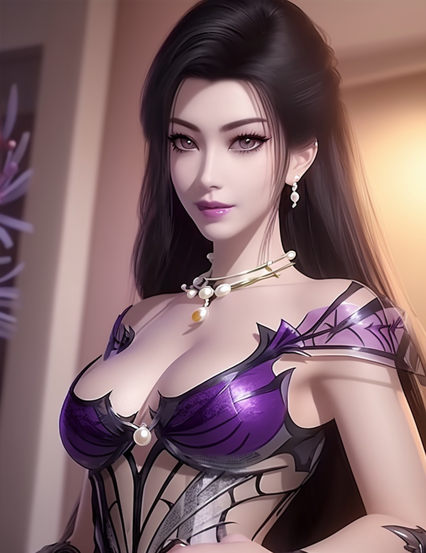 ultra realistic 8k cg, , flawless, clean, masterpiece, professional artwork, famous artwork, cinematic lighting, cinematic bloom, perfect face, beautiful face, fantasy, dreamlike, unreal, science fiction,  beautiful clothes, lace, lace trim, lace-trimmed legwear, , prestige, luxury, jewelry, diamond, gold, pearl, gem, sapphire, ruby, emerald, intricate detail, delicate pattern, charming, alluring, seductive, erotic, enchanting, hair ornament, necklace, earrings, bracelet, armlet,halo((,1girl, pov,))(((,, 1girl, ,,  purple flower, spider lily,lady pearl,  )))<lora:DA_CaoNvYaoNightwear:0.8>