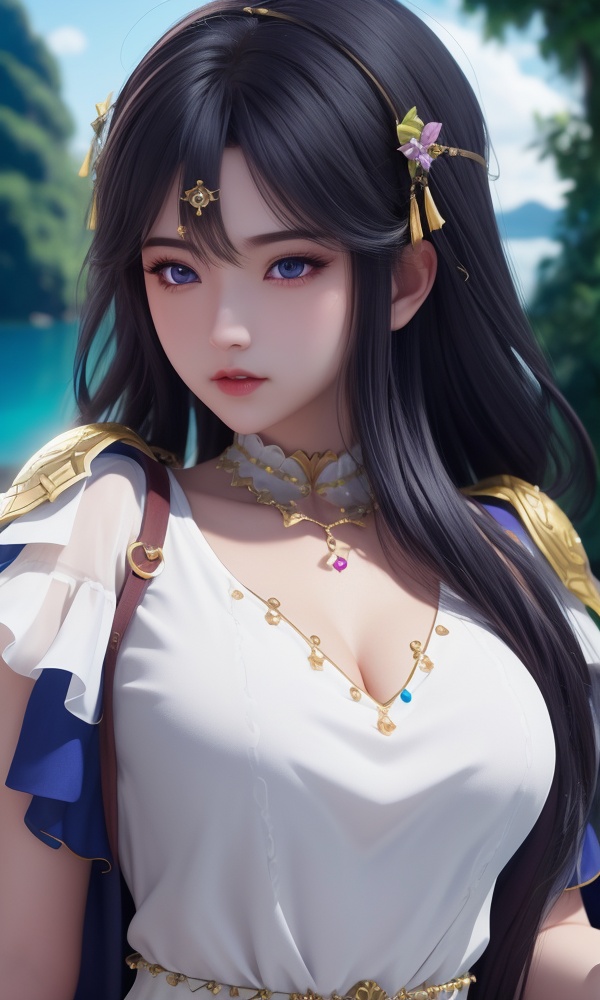 (,1girl, ,best quality, )<lora:362-DA-神印王座-女使大人:0.6>,ultra detailed 8k cg, ultra detailed background,  ,masterpiece, (( , )) ,tamari \(flawless\),lake,upper body,   (()), (),