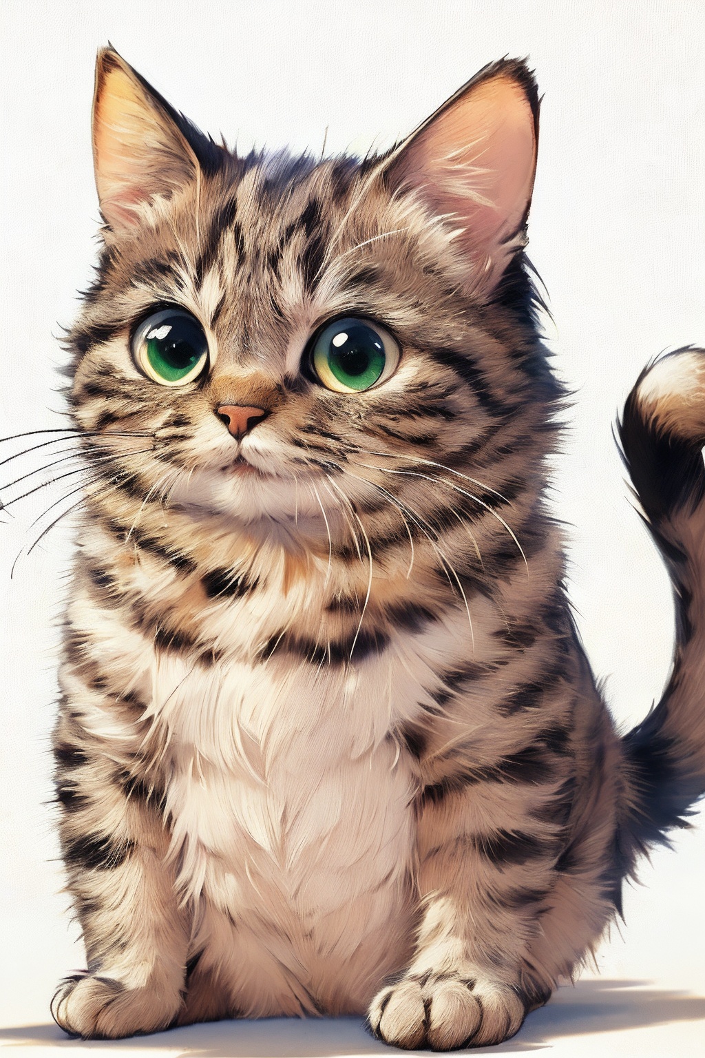 ,(Masterpiece:1.2, high quality,ultra-fine painting,Vivid Colors),(white background:1.2),TshirtDesignAF, T shirt design, <lora:minima2023:1>cat, solo,green eyes,yellow animal hair(Brown stripes),vibrant,cure lovely,<lora:Chinese Li Hua:0.6> ,  <lora:cat_20230627113759:0.5>, 
