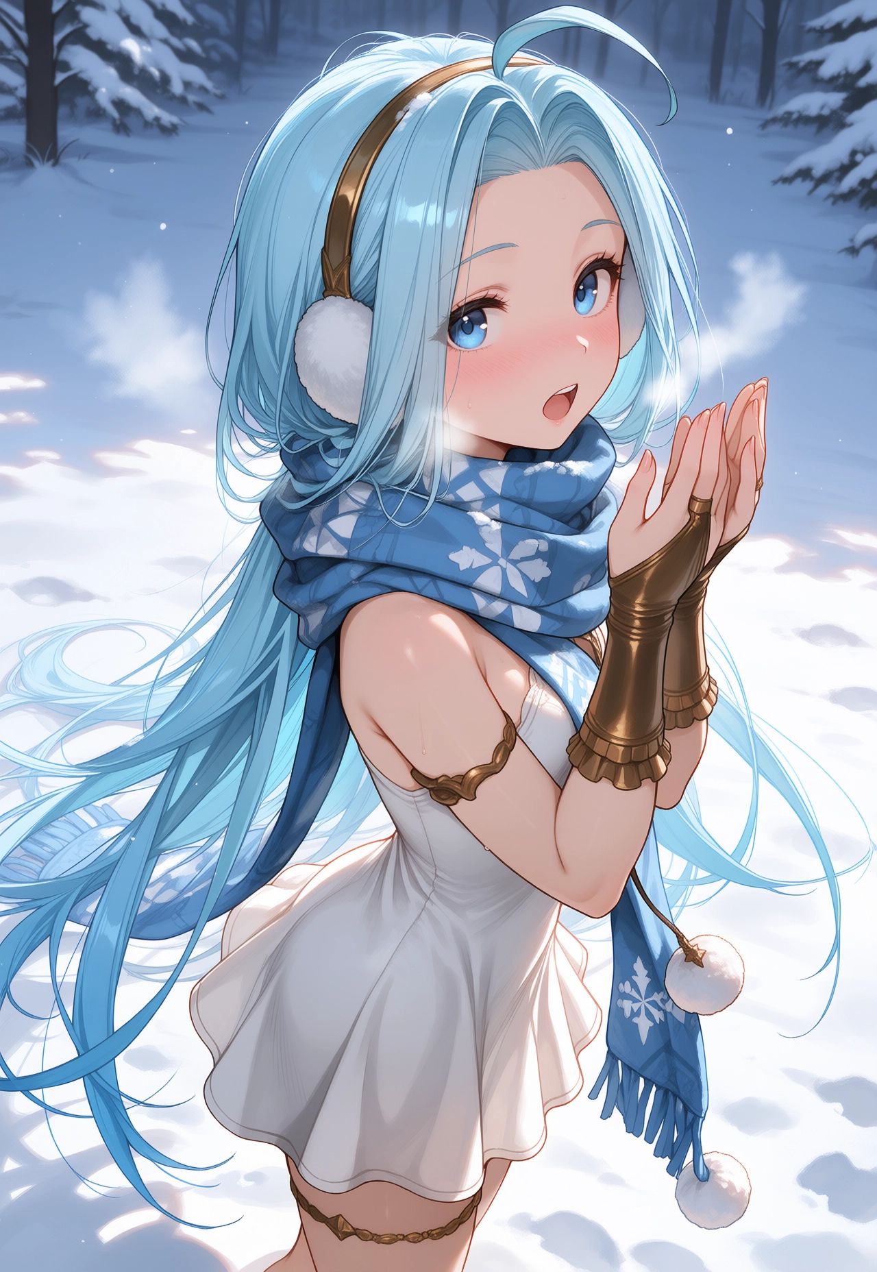 snow,  warming hands,  from side on Tensor.Art