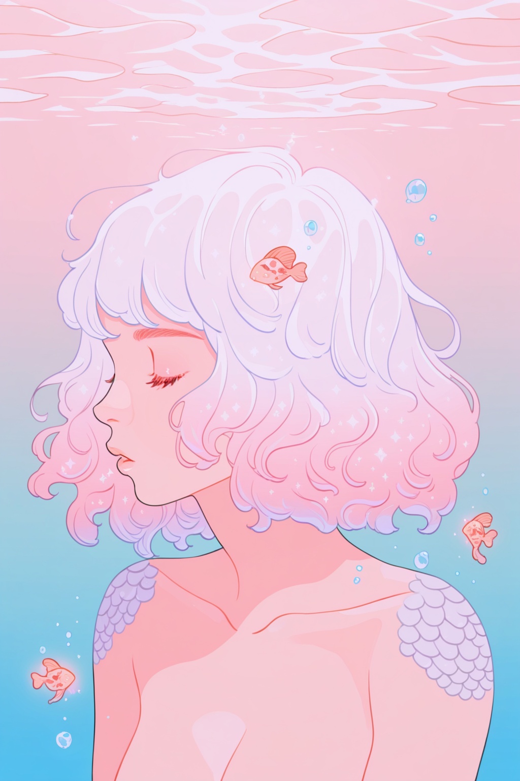 closed eyes,  bubble,  fish on Tensor.Art