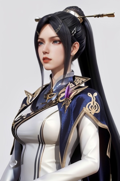 1girl,black hair,breasts,closed mouth,hair ornament,hair stick,hairclip,lips,long hair,looking at viewer,medium breasts,nose,realistic,simple background,solo,upper body,white background,<lora:e2316c662a7ae10595fbc9186e36029fa228e59ddfbd58ff81c538b981e68f57:0.7>