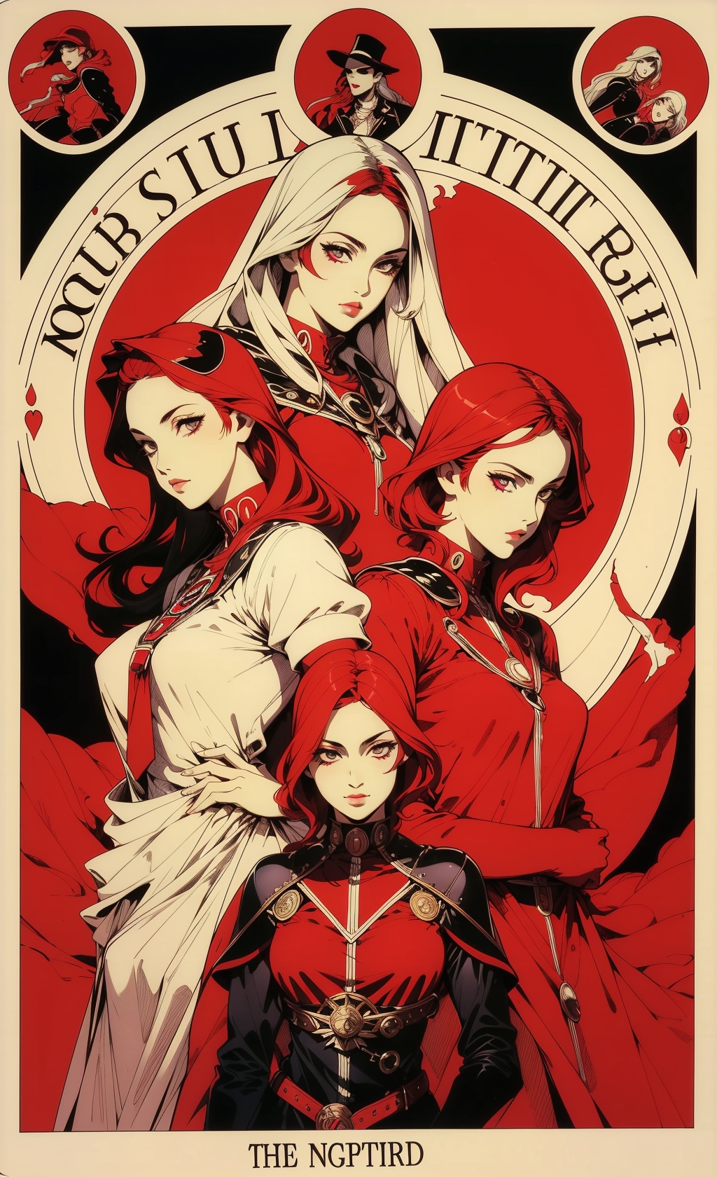 card, shoucang, multiple girls, 2girls, stand \(jojo\), hat,<lora:card2:0.6>,masterpiece,high quality,