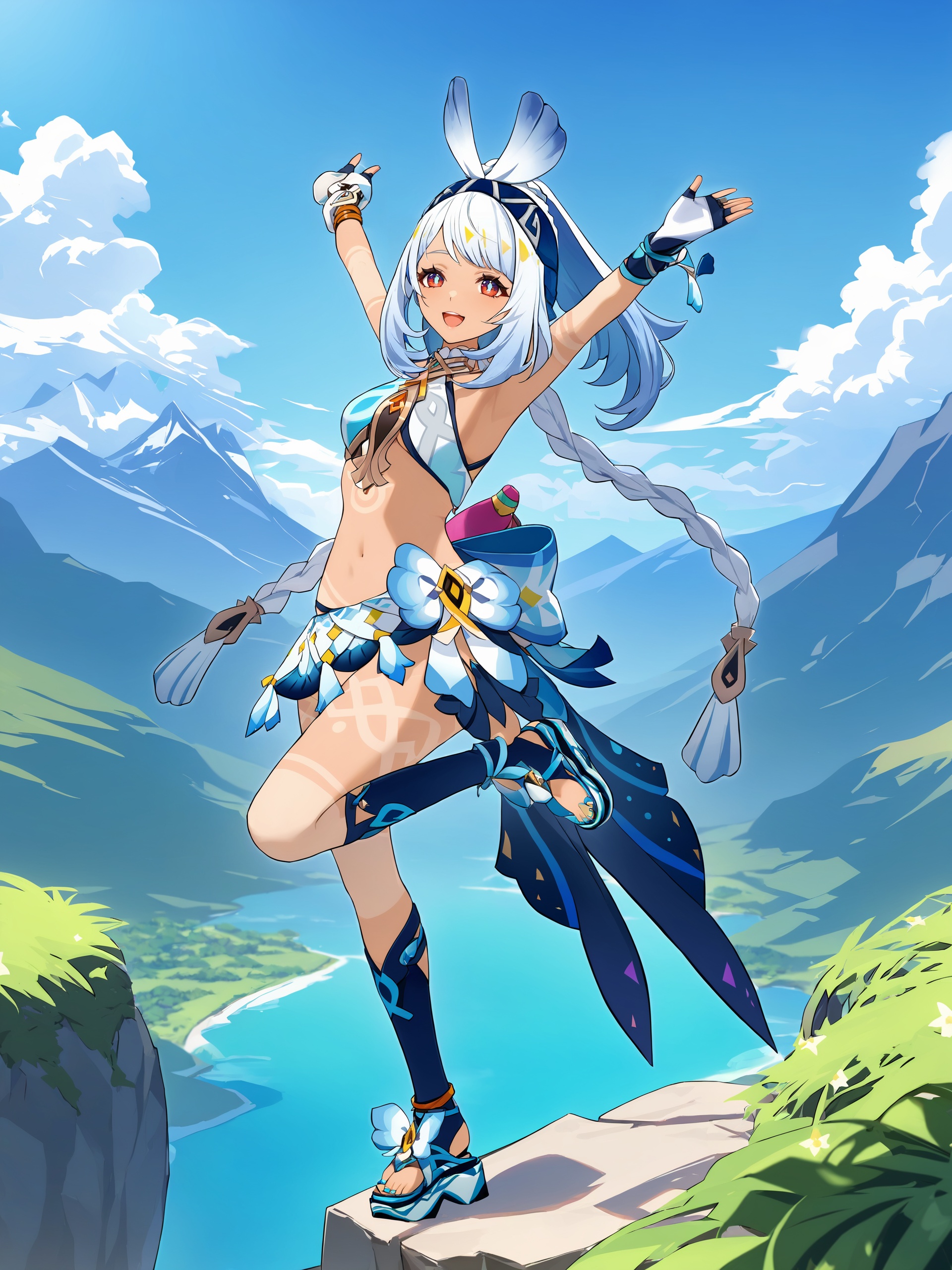 1girl,  mualani \(genshin impact\),  fingerless gloves on Tensor.Art