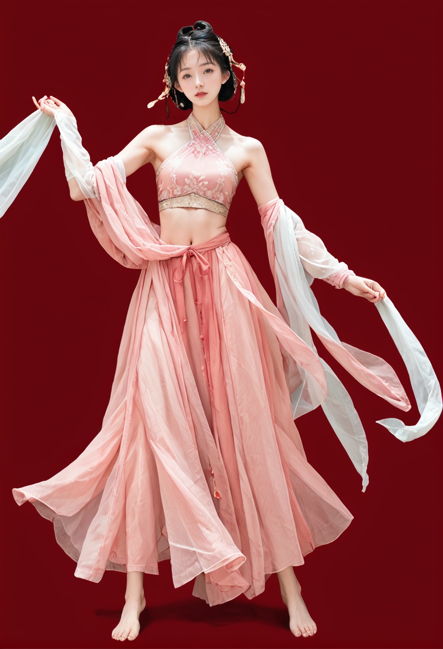 red background,  1girl,  solo on Tensor.Art