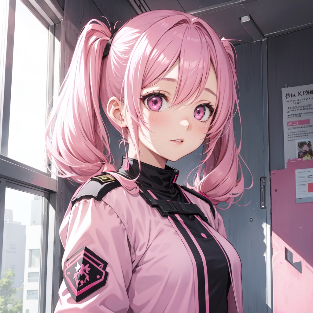 1girl,  pink eyes,  pink hair on Tensor.Art
