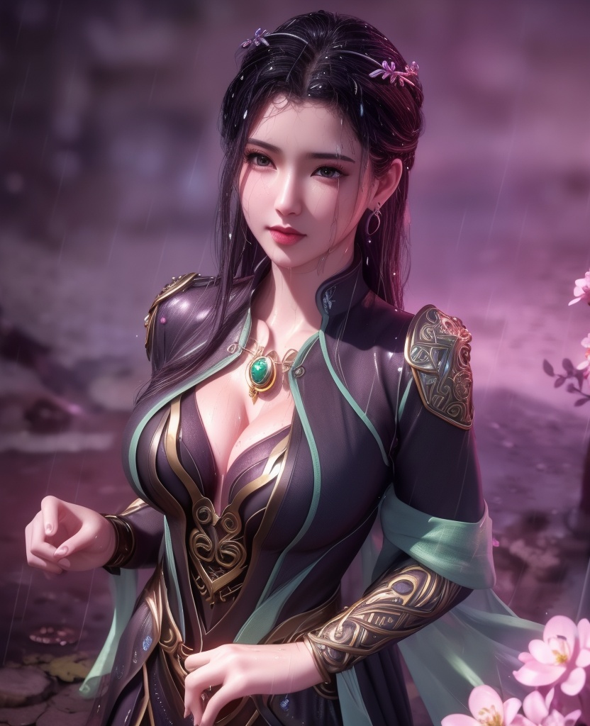 <lora:548-DA-师兄啊师克-碧霄:0.8>(,1girl, ,best quality, ),looking at viewer, ,ultra detailed 8k cg, ultra detailed background,  ultra realistic 8k cg,          cinematic lighting, cinematic bloom, (( , )),,  , unreal, science fiction,  luxury, jewelry, diamond, pearl, gem, sapphire, ruby, emerald, intricate detail, delicate pattern, charming, alluring, seductive, erotic, enchanting, hair ornament, necklace, earrings, bracelet, armlet,halo,masterpiece, (( , )),,  ,cherry blossoms,(((, night,night sky,,  ultra high res, (photorealistic:1.4), raw photo, 1girl, , rain, sweat, ,wet, )))(( , ))   (cleavage), (),