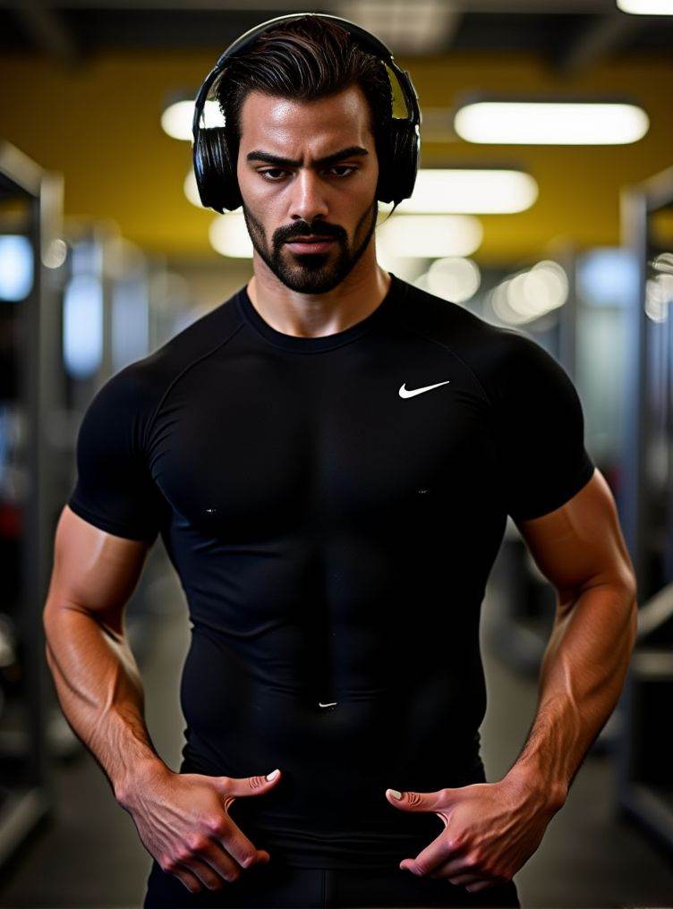 Nyle Dimarco ,  A detailed low-angle image. in exceptional quality. He is in a gym with a predominance of black and a litt...