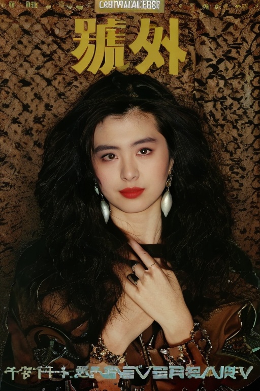 old cover,solo_focus,bracelet,((milf,looking at viewer,arms_down)),portrait,medium hair,black_hair,girl on magazine cover,detailed chinese text,text with Sharp_edges,(cover-style),fashionable,vibrant,outfit,posing,front,colorful,solo,looking at viewer,((1girl with Coat fur_collar on head)),jewelry,black hair,earrings,ring,hood,makeup,lipstick,nail polish,gem,fur,Visual impact,A shot with tension,(upper body:1.1),cold attitude,detailed face,perfect eyes,eyelashes,seductive smile,bokeh,(film_grain:1.1),<lora:old cover_20240407230701:0.9>,1980s \(style\),dimly lit,low key,<lora:epi_noiseoffset2:1>,<lora:perfect hands:0.7>,<lora:wzx_20240322104236:0.6>,wzx,<lora:wangzuxiannsfw80:0.2>,