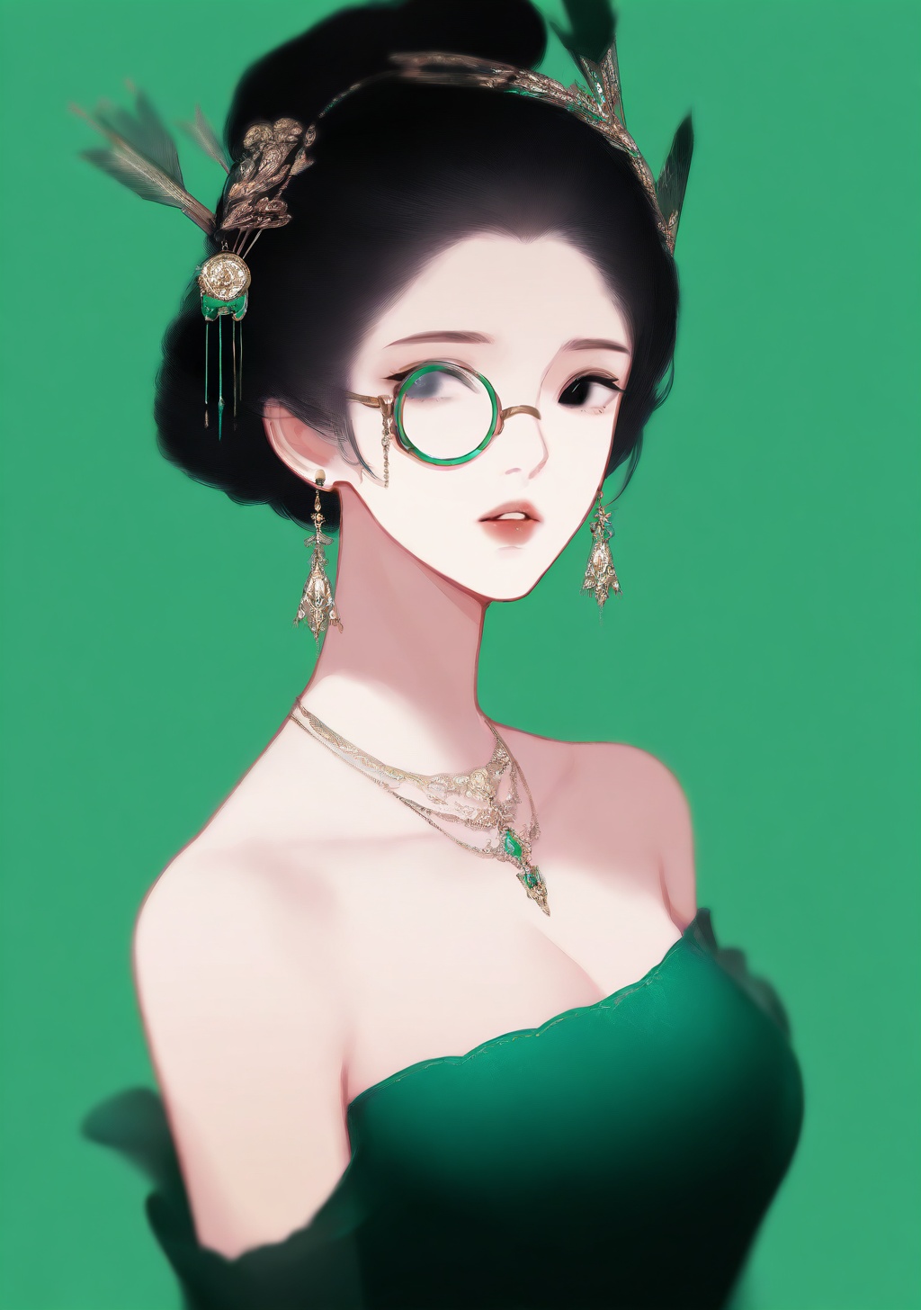 1girl,  monocle,  solo on Tensor.Art