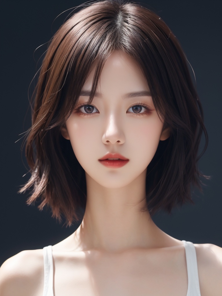 masterpiece, best quality, 1girl, short hair, colorful hair,8k Divine Light, HDR, simple background,