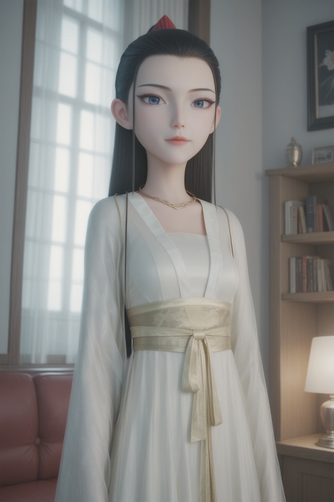 hetong,<lora:hetongXL:0.7>,score_9,score_8_up,source_anime,score_7_up,Dark light,dark scene,highly detailed,ultra-high resolution,32K UHD,sharp focus,best-quality,masterpiece,unconventional supreme masterpiece,masterful details,temperate atmosphere,with a high-end texture,in the style of fashion photography,Dynamic Angle,(Dynamic posture:1.1),1girl,medium breasts,looking at viewer,detailed living room,moonlight,night,window,