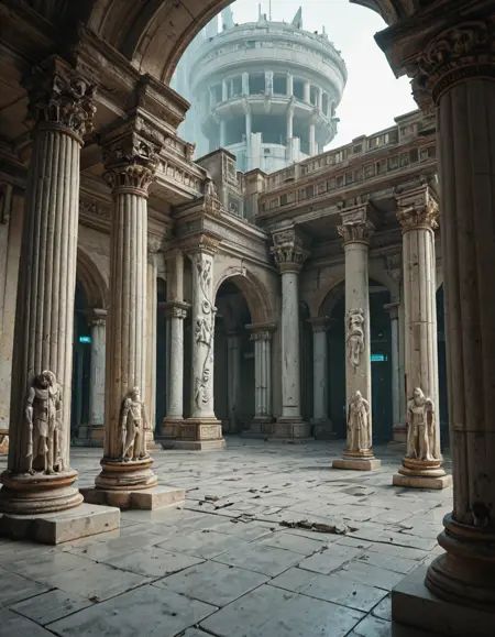 curved design,  cyberpunk architecture,  ancient palace on Tensor.Art