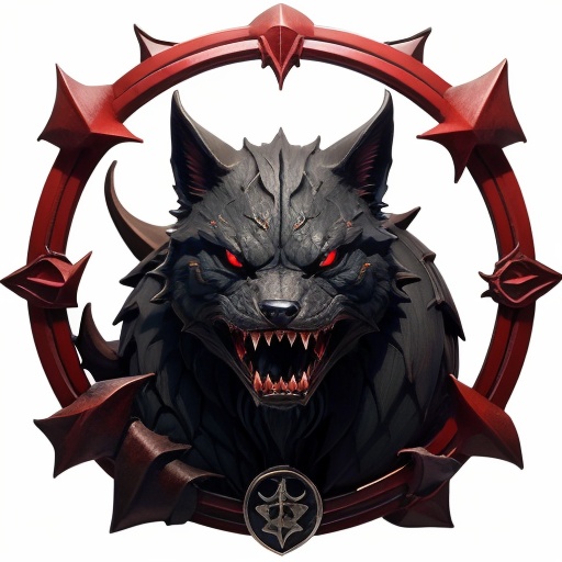 <lora:graphic badge:1>,(graphic badge:1.3),no humans, teeth, red eyes, pokemon \(creature\), looking at viewer, white background, sharp teeth, solo, open mouth, simple background, glowing, glowing eyes, necktie, fangs