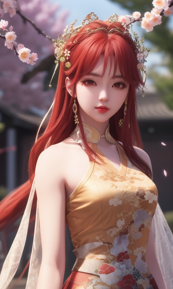 (,1girl, ,best quality, ),looking at viewer, <lora:368-DA-沧元图-柳七月-凤凰变身:0.7>,ultra detailed background,ultra detailed background,ultra realistic 8k cg,, ,masterpiece, (( , )),, ,tamari \(flawless\),  plum blossoms,    ,,  (()), (), ,,