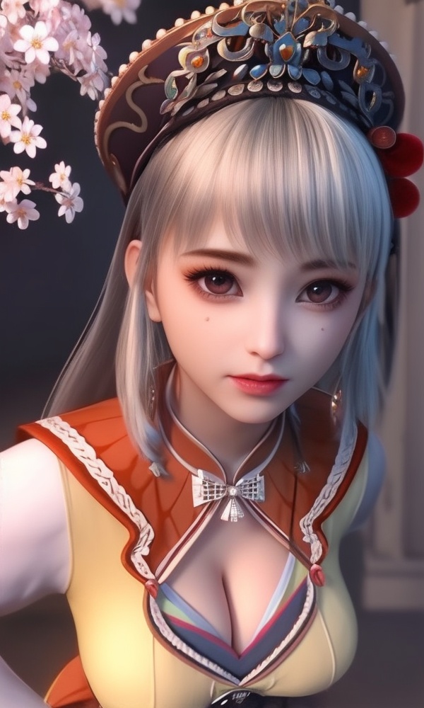 (,1girl, ,best quality, ),looking at viewer, <lora:433-DA-少年歌行-小白:0.8> ,, ,masterpiece, (( , )),ultra realistic 8k cg, ,    ,cleavage,perfect cherry blossom, ,lace , (cleavage), (),