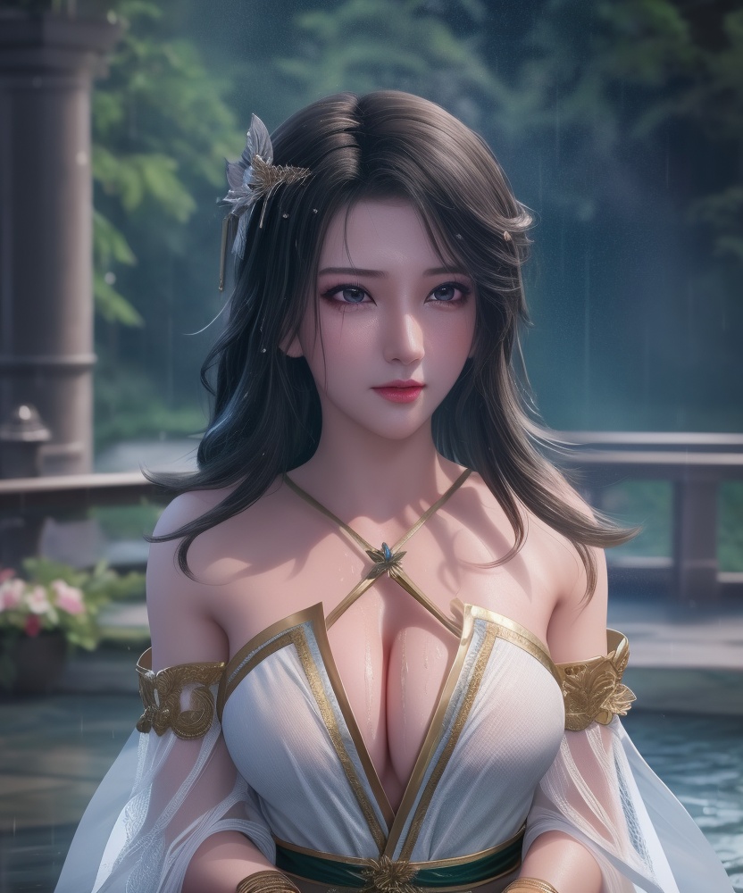 <lora:542-DA-万界至尊-青雉:0.8>(,1girl, ,best quality, ),looking at viewer,  ,,ultra detailed background,ultra detailed background,ultra realistic 8k cg,  ,masterpiece, (( , )), ultra realistic 8k cg, ,   crying with eyes open,    ,eyelashes,magic,hydrokinesis,sweat, wet, rain, ,       (cleavage), (),