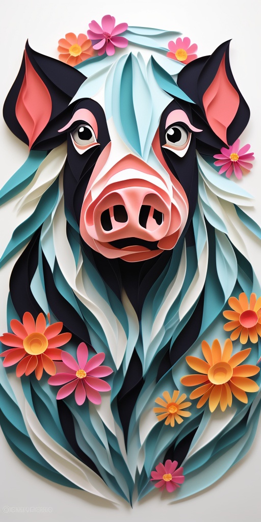 Pig Flower Layered paper