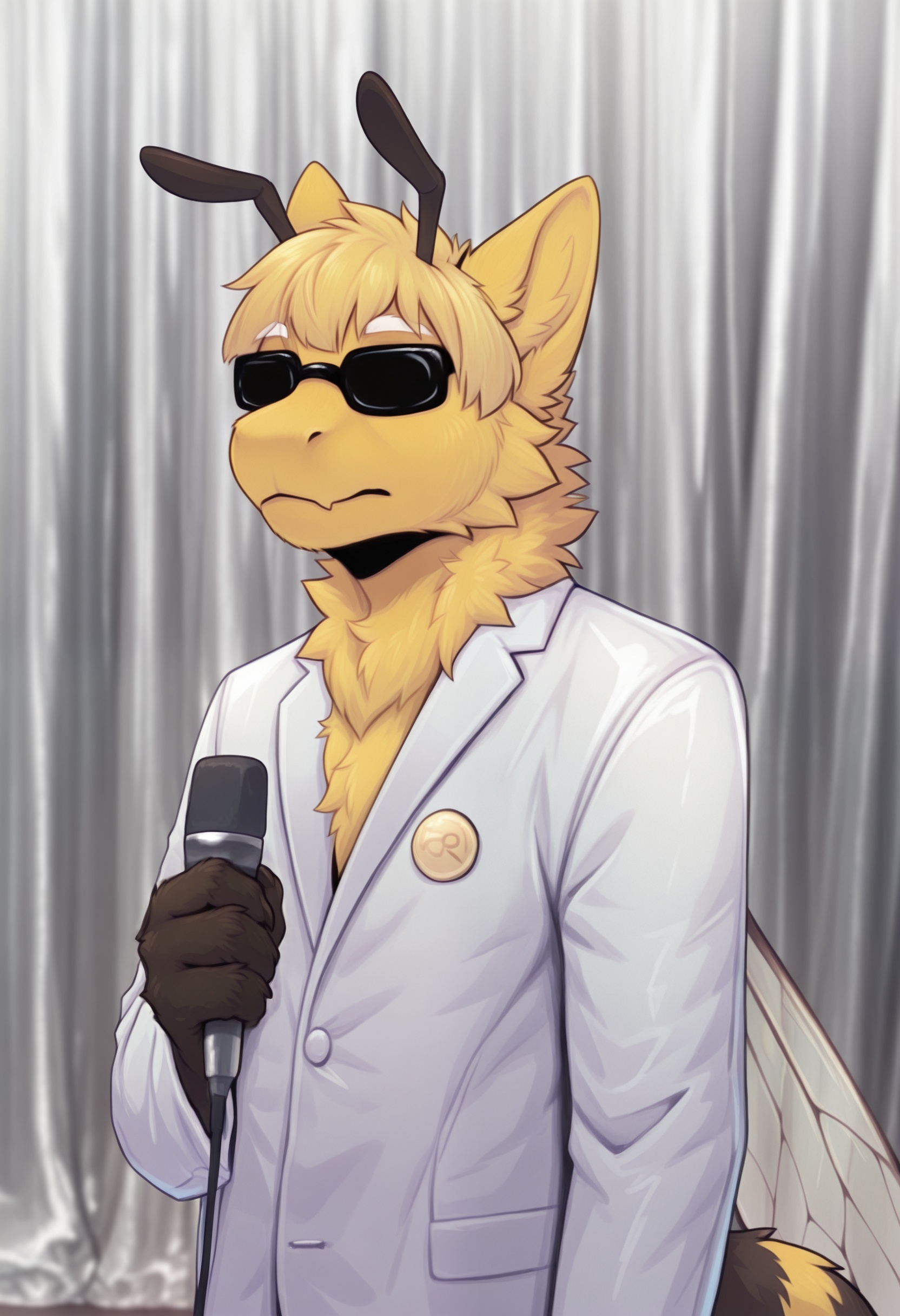 upper body,  formal,  holding microphone on Tensor.Art