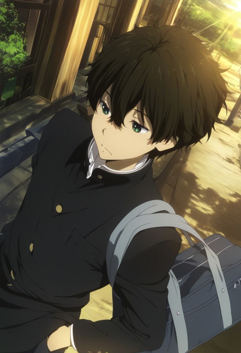Anime,  solo male,  Houtarou Oreki from Hyouka anime on Tensor.Art