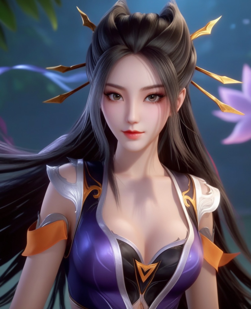 <lora:574-DA-XL-天行九歌-焰灵歌:0.8>(,1girl, ,best quality, ),looking at viewer,  ,ultra detailed background,ultra detailed background,ultra realistic 8k cg,, ,masterpiece, (( , )),, , , spirit blossom \(league of legends\),   ,   (cleavage), (), ,,