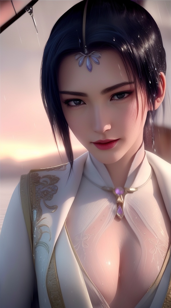 <lora:444-DA-真阳武神-禅银纱-男装:0.8> ,(,1girl, ,best quality, ),looking at viewer, ,ultra detailed 8k cg, ultra detailed background,  ultra realistic 8k cg,          cinematic lighting, cinematic bloom, (( , )),,  , unreal, science fiction,  luxury, jewelry, diamond, pearl, gem, sapphire, ruby, emerald, intricate detail, delicate pattern, charming, alluring, seductive, erotic, enchanting, hair ornament, necklace, earrings, bracelet, armlet,halo,masterpiece, (( , )),, realistic,science fiction,mole, ,cherry blossoms,(((, , ultra high res, (photorealistic:1.4), raw photo, 1girl, wet clothes, rain, sweat, ,wet, )))(( , ))   (cleavage), (), 