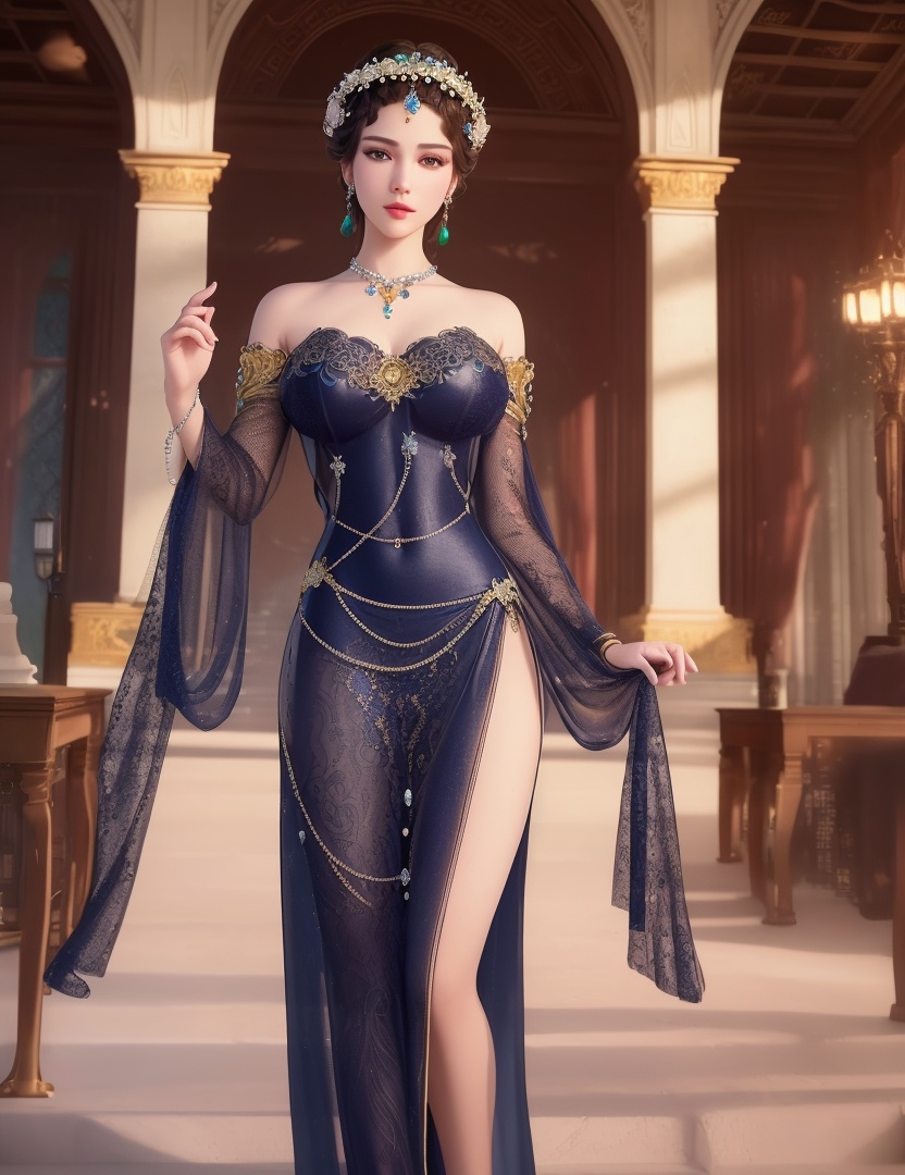 ultra realistic 8k cg, picture-perfect face, flawless, clean, masterpiece, professional artwork, famous artwork, cinematic lighting, cinematic bloom, perfect face, beautiful face, fantasy, dreamlike, unreal, science fiction,  beautiful clothes, lace, lace trim, lace-trimmed legwear,  (rich:1.4), prestige, luxury, jewelry, diamond, gold, pearl, gem, sapphire, ruby, emerald, intricate detail, delicate pattern, charming, alluring, seductive, erotic, enchanting, hair ornament, necklace, earrings, bracelet, armlet,halo((,1girl, pov,))(((,  1girl,  solo,looking at viewer, ))),(((1girl, solo, dress, jewelry,large breasts, )))<lora:DA_WhiteSnakeGreenSnake:0.7>
