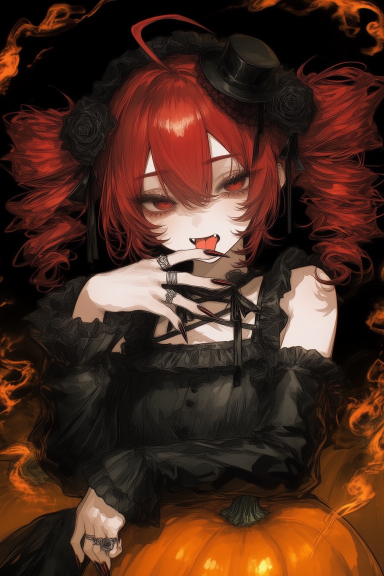 1girl,  ahoge,  black nails on Tensor.Art