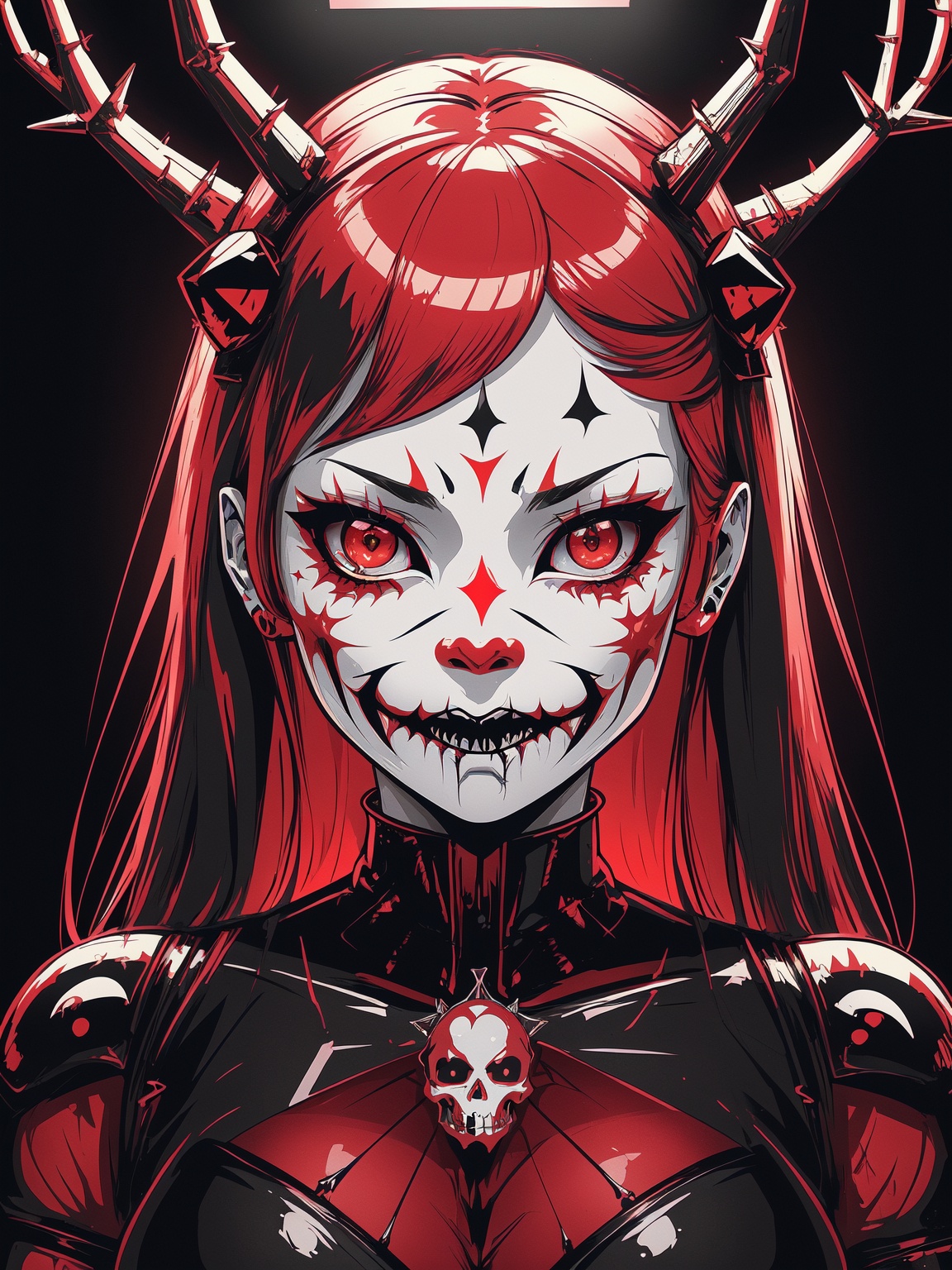 grunge style horror-themed snowman visiting from hell,  blacklight makeup,  eerie on Tensor.Art