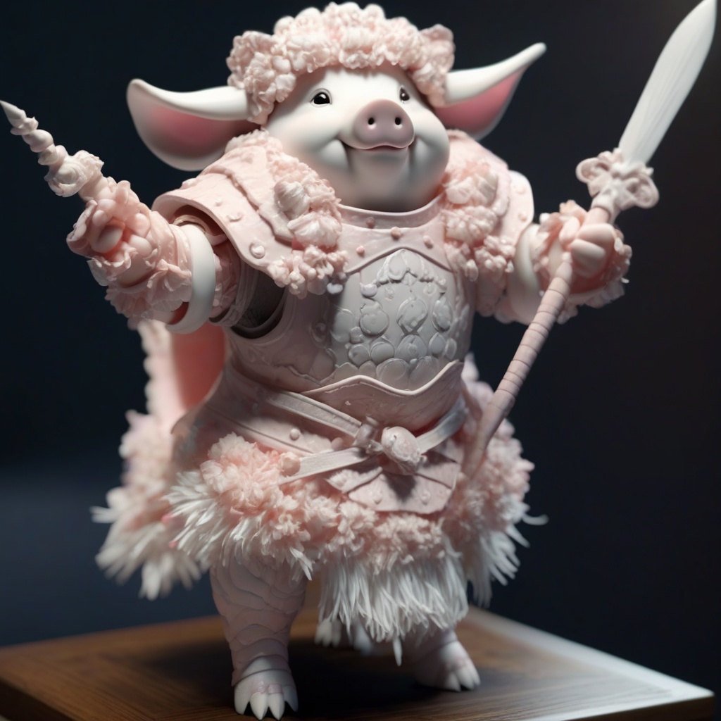 dehuabaici,super cute fluffy pig warrior in armor, photorealistic, 4K, ultra detailed, vray rendering, unreal engine, mysterious, masterpiece, best quality,super realistic,crazy etails<lora:dehuabaiciSDXL-000015:1>
