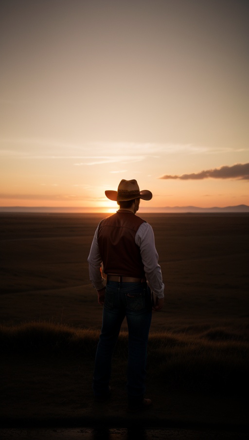 a lone cowboy on sunset,  last stand,  cinematic on Tensor.Art