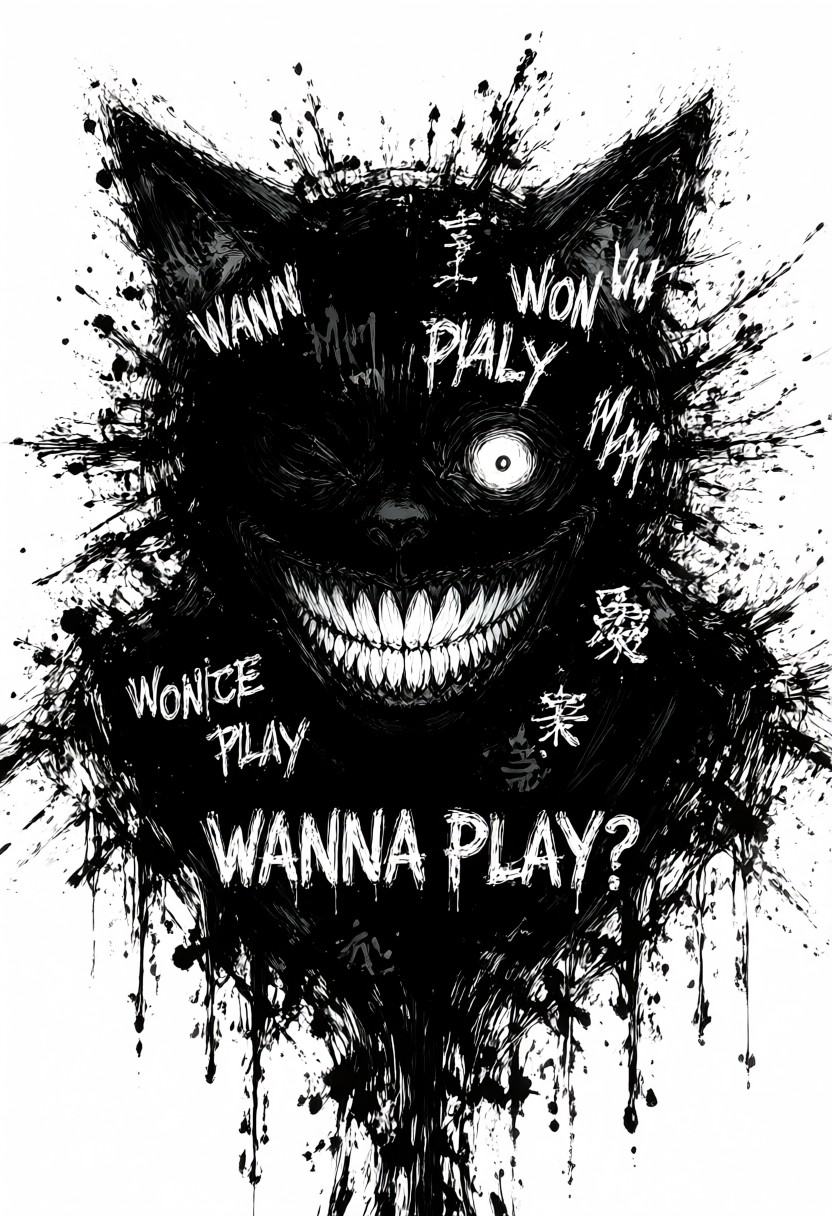 masterpiece,  best quality,  monochrome horror ink illustration on Tensor.Art