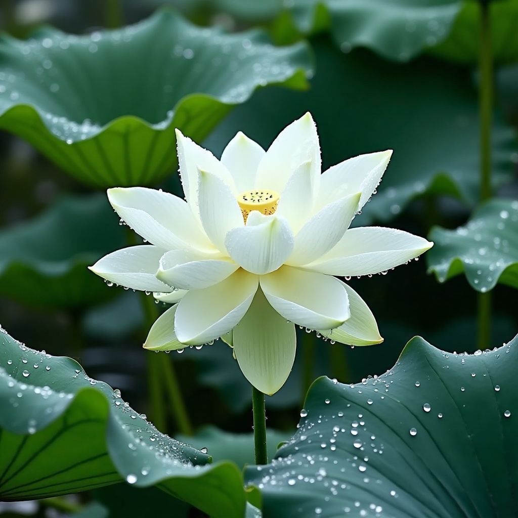 hehua,hehua,In the morning,a blooming white lo*** *n the lotus pond is covered with dewdrops,surrounded by emerald green lotus leaves. The petals tremble slightly in the morning mist,and the soft sunlight penetrates the mist and sprinkles on the crystal clear water droplets. The water surface reflects a hazy flower shadow,fresh and natural,full of vitality.,