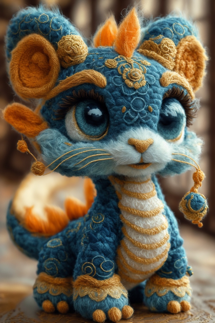 (best quality),(masterpiece),embroider,fancy mouse,no humans,red and gold,animal focus,solo,looking at viewer,realistic,animal,Jewel eyes,standing,<lora:embroiderDoll:0.8>,