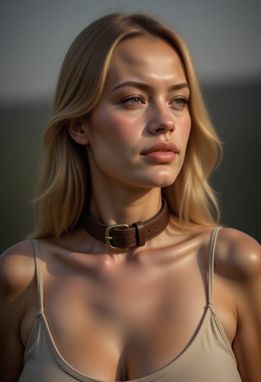 photo of 24yo woman Guin,  portrait,  leather collar on Tensor.Art