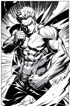 (masterpiece, best quality,jojo),(1man),fighting,ToonShading,bold outlines,(manga influence:1.3),clean linework,striking visuals,comic art style,