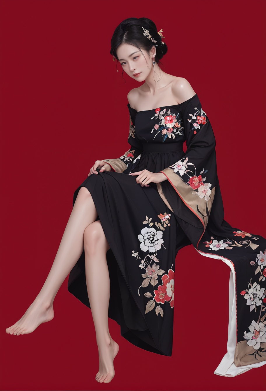 red background,  1girl,  solo on Tensor.Art