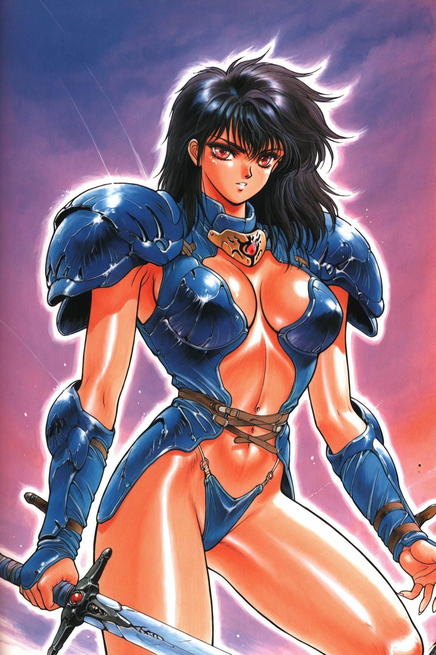 Kazushi Hagiwara Style,  1girl,  weapon on Tensor.Art