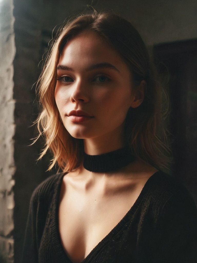 instagram photo,  closeup face photo of 23 y.o Chloe in black sweater,  cleavage by Shopon_skp on Tensor.Art