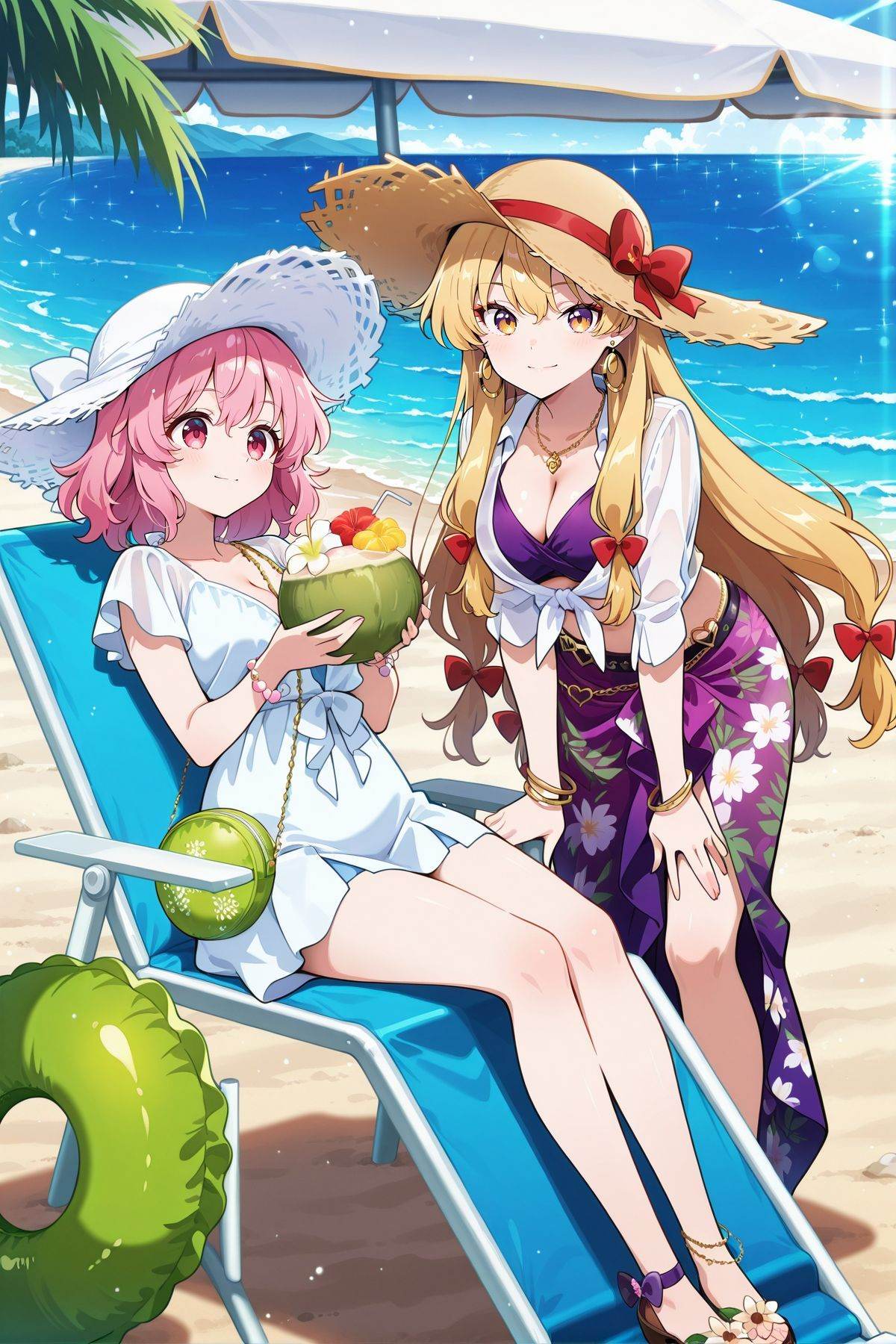 outdoors,  light smile,  2girls on Tensor.Art