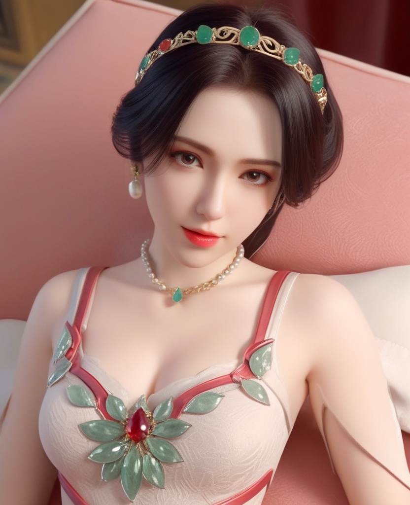 <lora:703-DA-XL-少年歌行-墨花雪:0.8>(,1girl, ,best quality, ),looking at viewer,masterpiece, ((((1girl, solo , lying, )))) (cleavage), (), ,ultra realistic 8k cg,   clean, masterpiece,      (( , )),,  , unreal, science fiction, luxury, jewelry, diamond, gold, pearl, gem, sapphire, ruby, emerald, intricate detail, delicate pattern, charming, alluring, seductive, erotic, enchanting, hair ornament, necklace, earrings, bracelet, armlet,halo,(cleavage),, (),