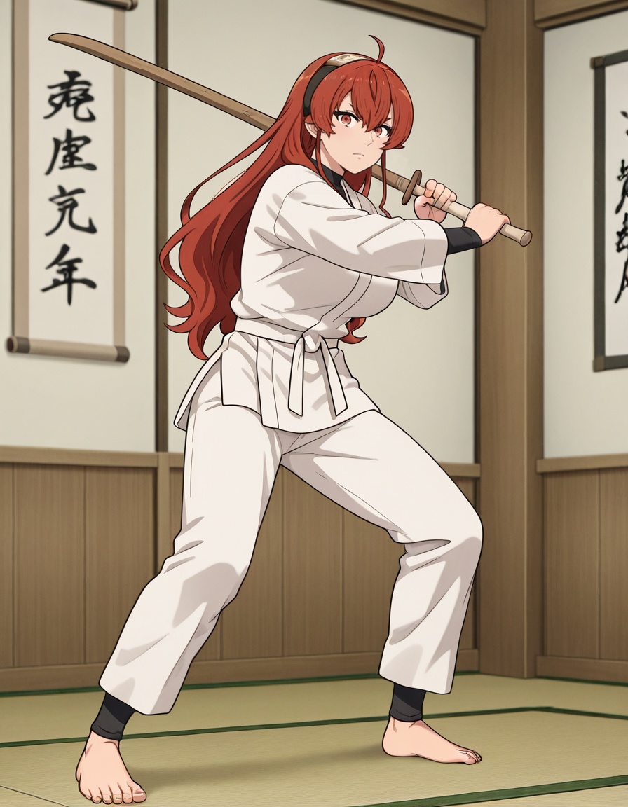 1girl,  looking at viewer,  wooden sword on Tensor.Art