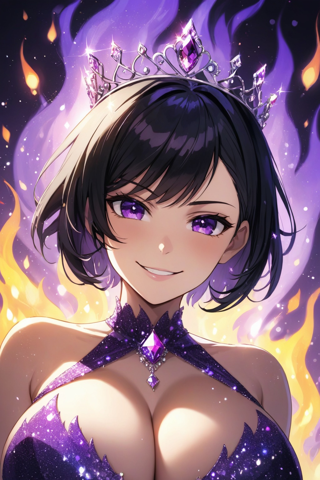 tiara,  huge breasts,  dress on Tensor.Art