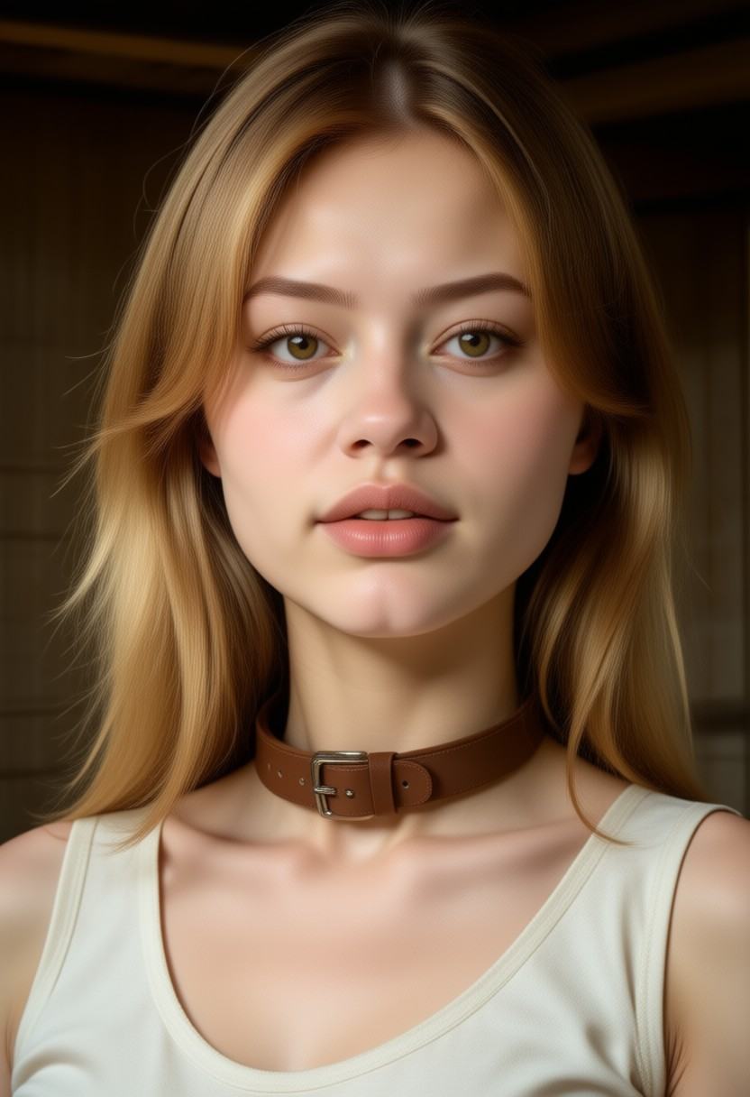 photo of 24yo woman Guin,  portrait,  leather collar on Tensor.Art