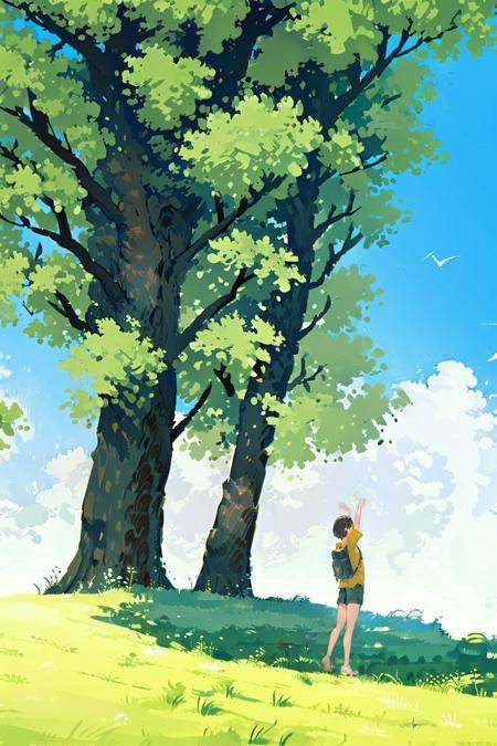 1girl,  outdoors,  tree on Tensor.Art