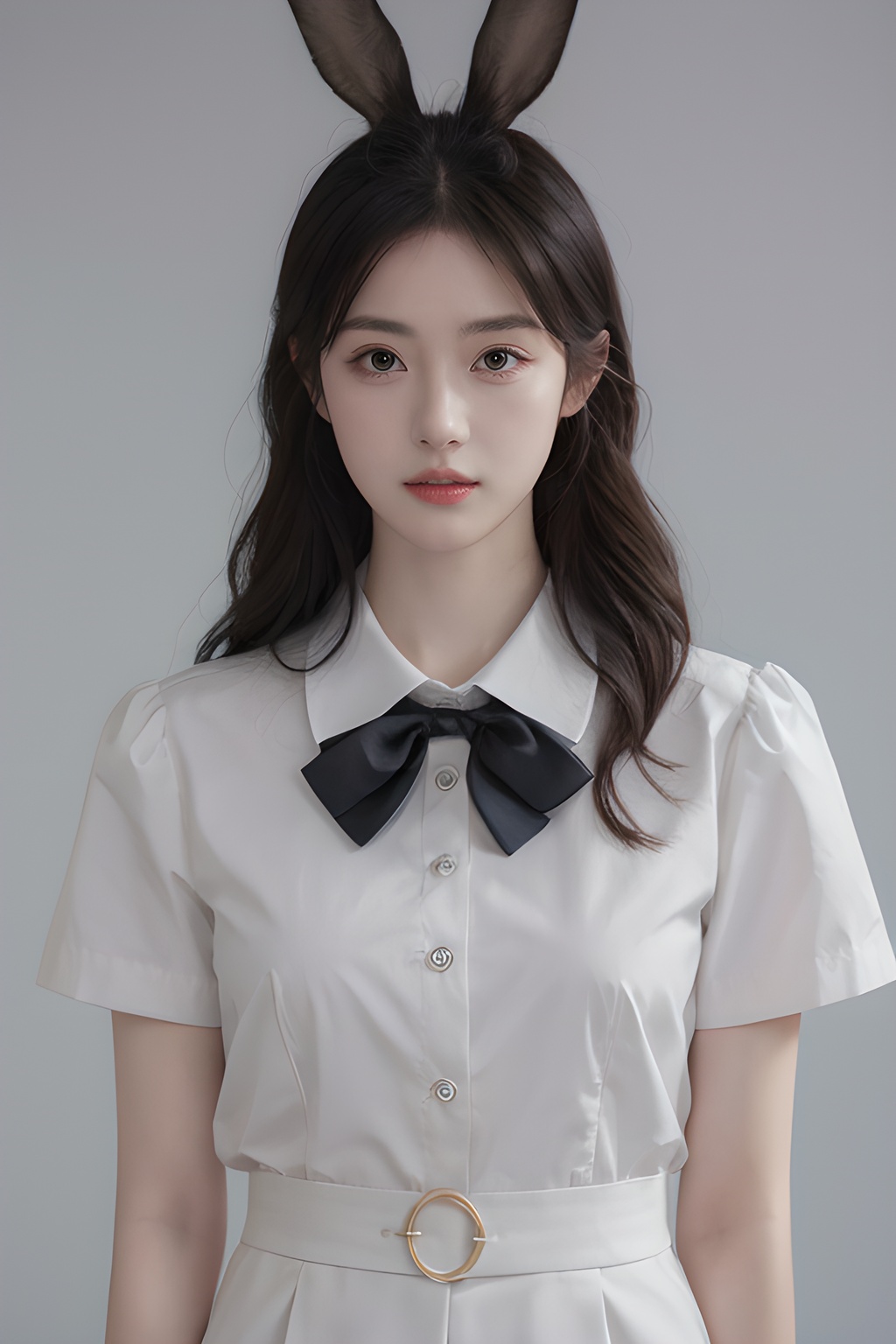 <lora:0807_07:0.7>,simple background,fleur_de_lapin_uniform,, 1girl,realistic,masterpiece, best quality, photorealistic, HDR,detail