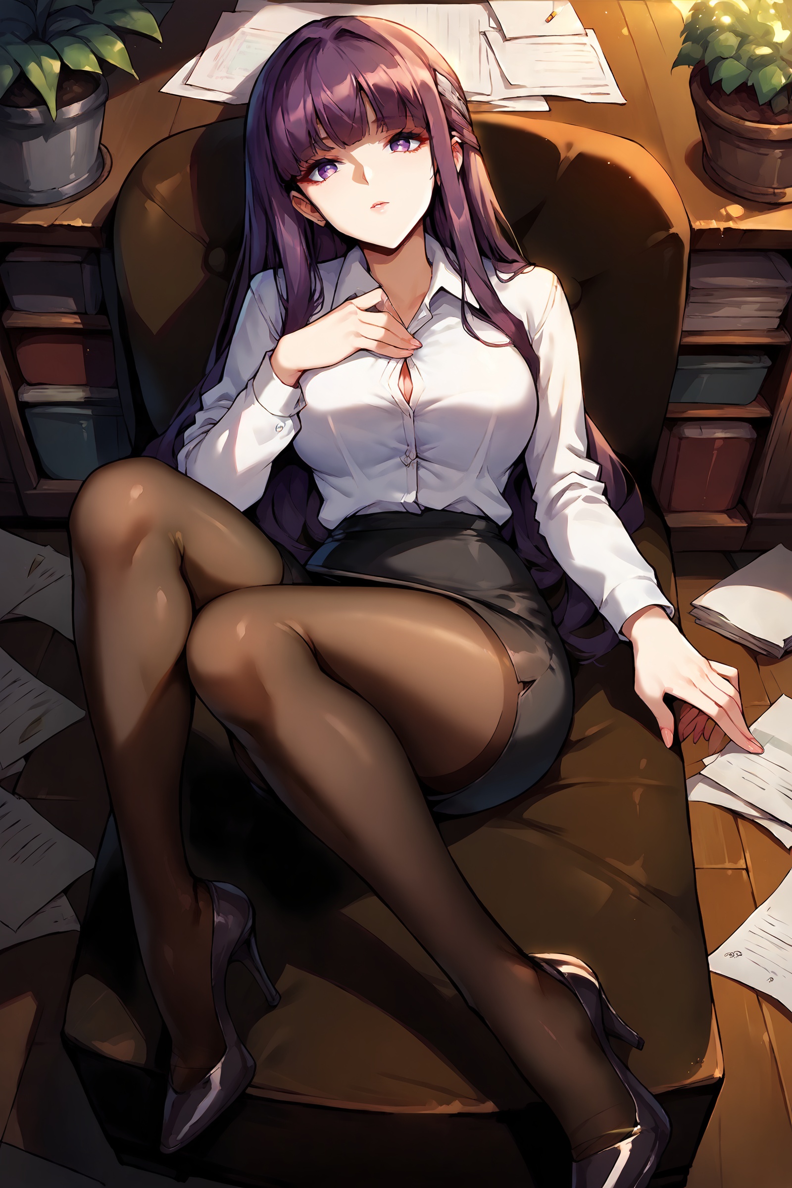 1girl,  fern \(sousou no frieren\),  office lady on Tensor.Art