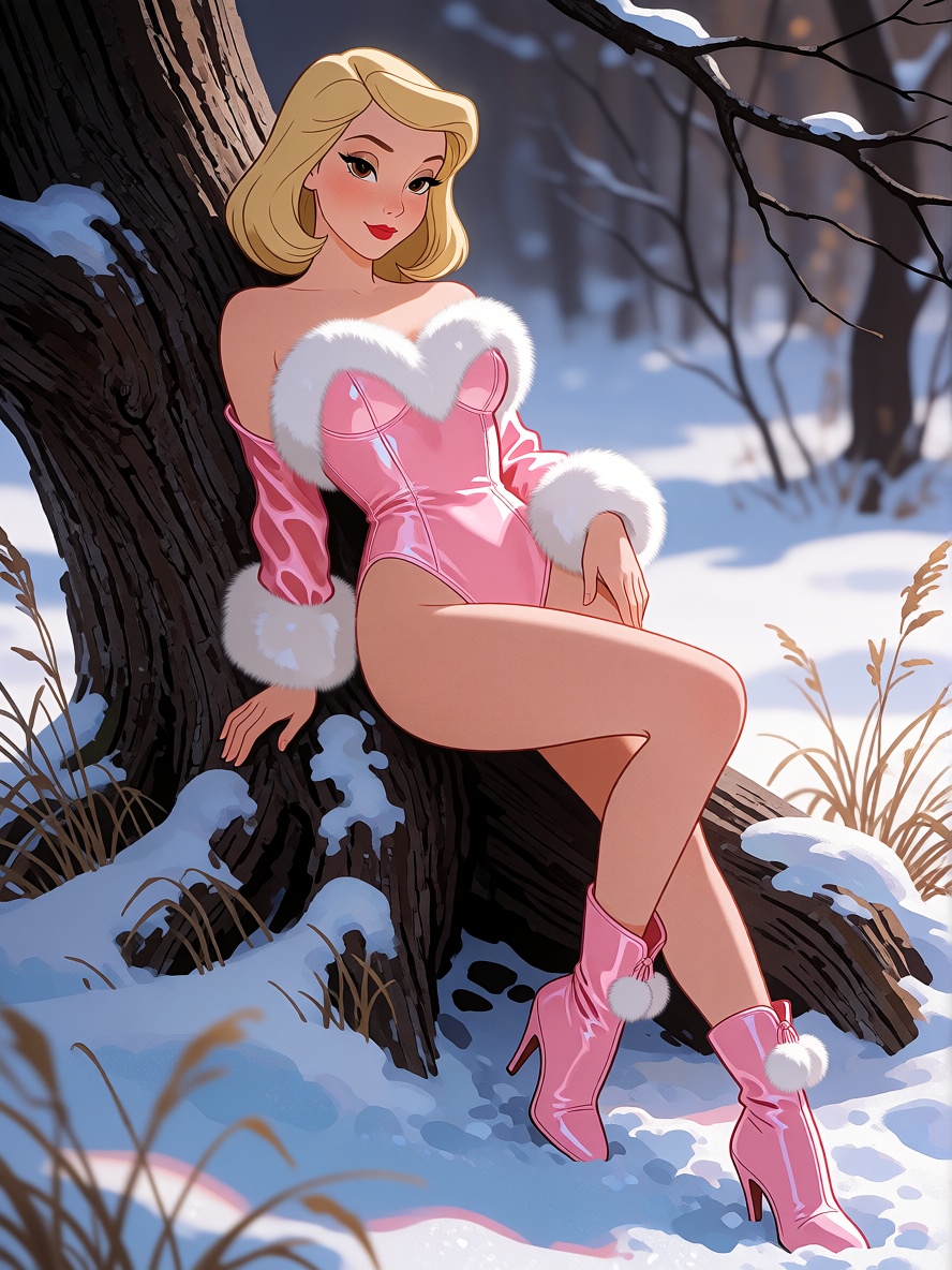 CartoonLadies style. This image features a stunning Caucasian female subject,  appearing to be in her early twenties,  pos...