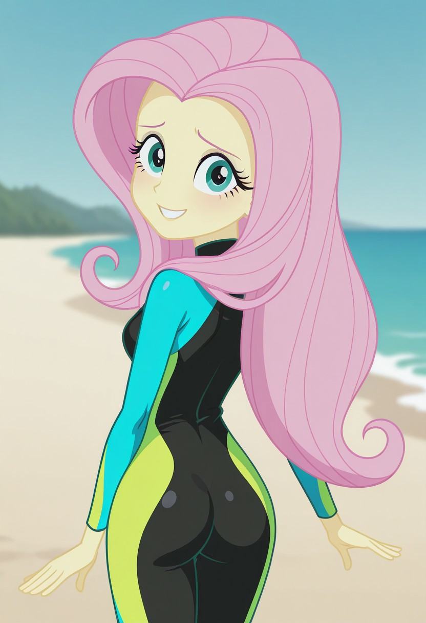 fluttershy_swimsuit,  rear view,  show back on Tensor.Art