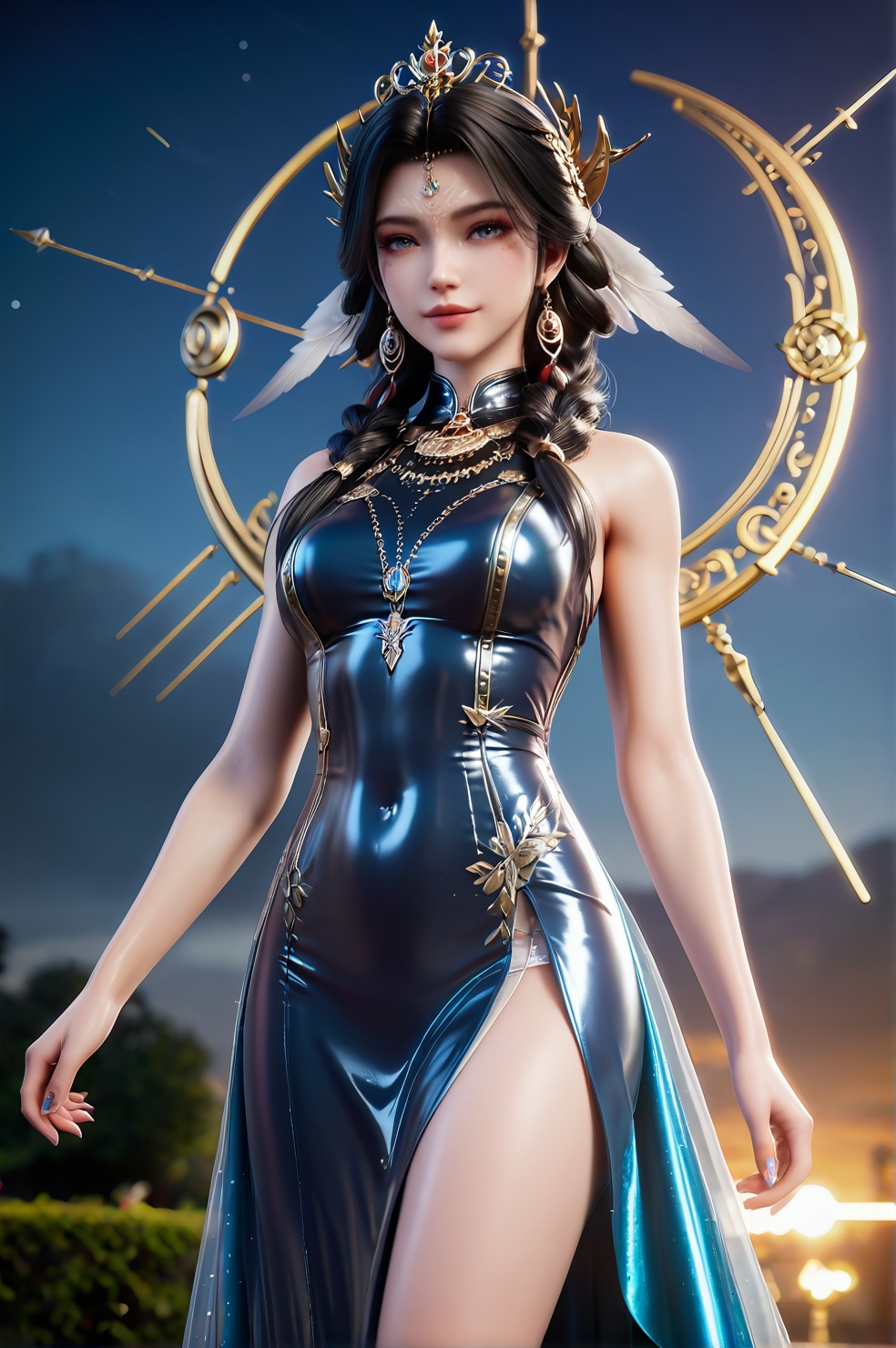 score_9,score_8 up,score_7,1girl,solo,3d,ultra-detailed,high resolution,perfect lighting,flawless skin,sharp focus,extremely detailed anatomy,Exquisite Craftsmanship,High-Resolution Beauty,Unparalleled Artistic Quality,(masterpiece:1.2),best quality,official art,extremely detailed CG unity 8k wallpaper,<lora:巫女玲珑:0.7>,multicolored_clothes,expressive_clothes,shiny_clothes,dress,